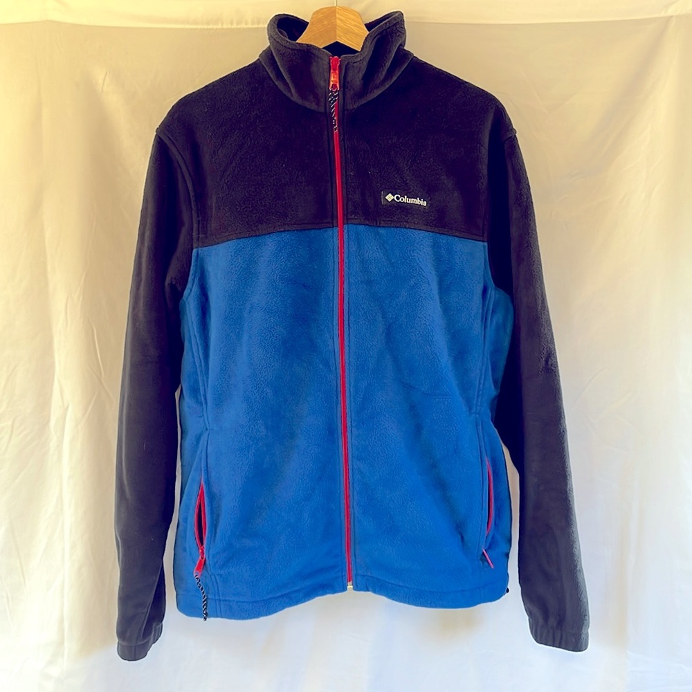 Columbia Flees Zipper Sweater Blue Black Red Medium